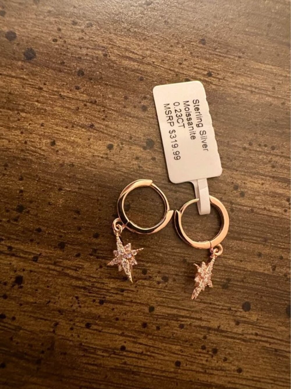Sterling Silver 0.23CT Moissanite Starburst Huggie Hoop Earrings
